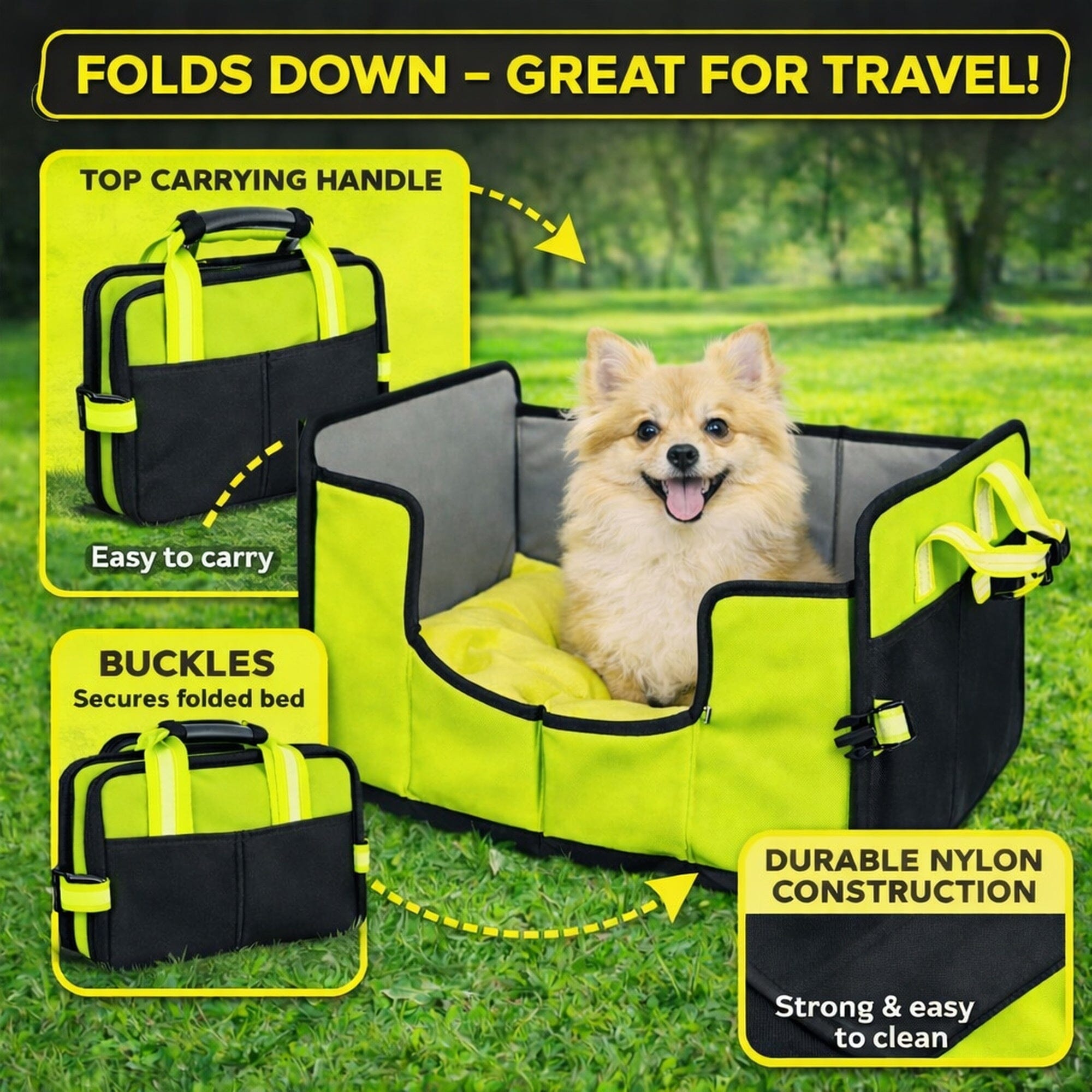 Pet Life Travel-Nest Folding Travel Cat and Dog Bed