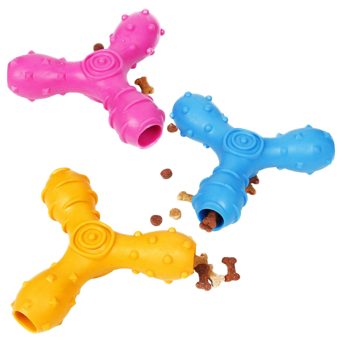 Pet Life Tri-Chew Treat Dispensing and Chewing Interactive TPR Dog Toy | HT Animal Supply