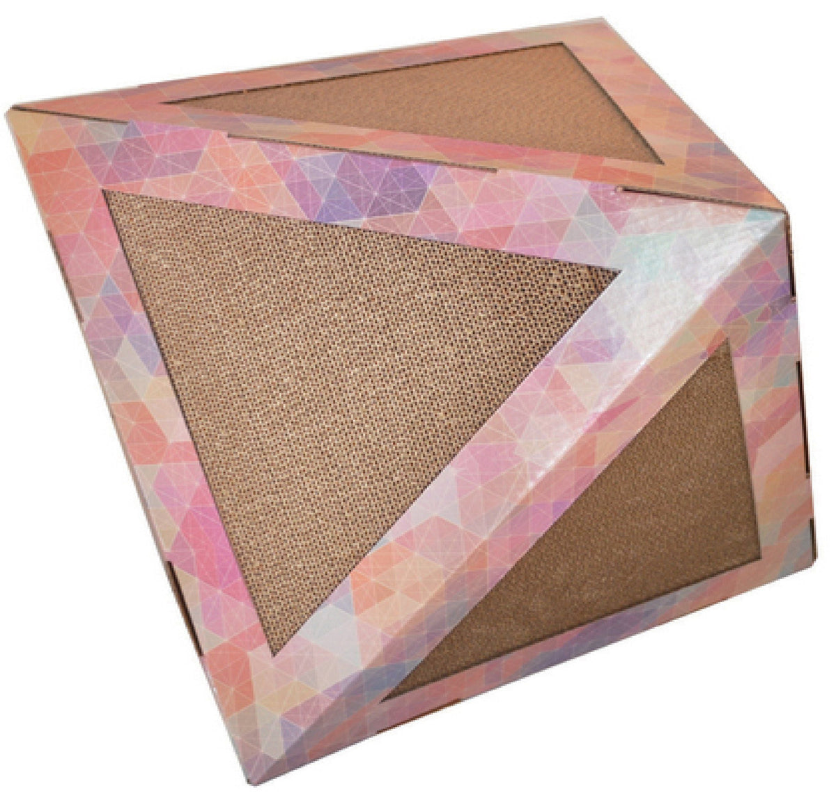 Pet Life Triangular Puzzle Designer Premium Quality Kitty Cat Scratcher Lounge Toy and House with Catnip