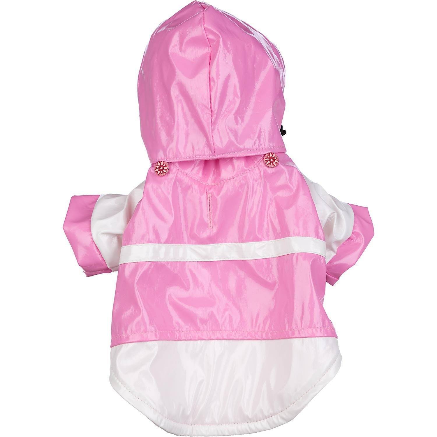 Pet Life Two-Tone Waterproof Adjustable Dog Raincoat Jacket w/ Removable Hood