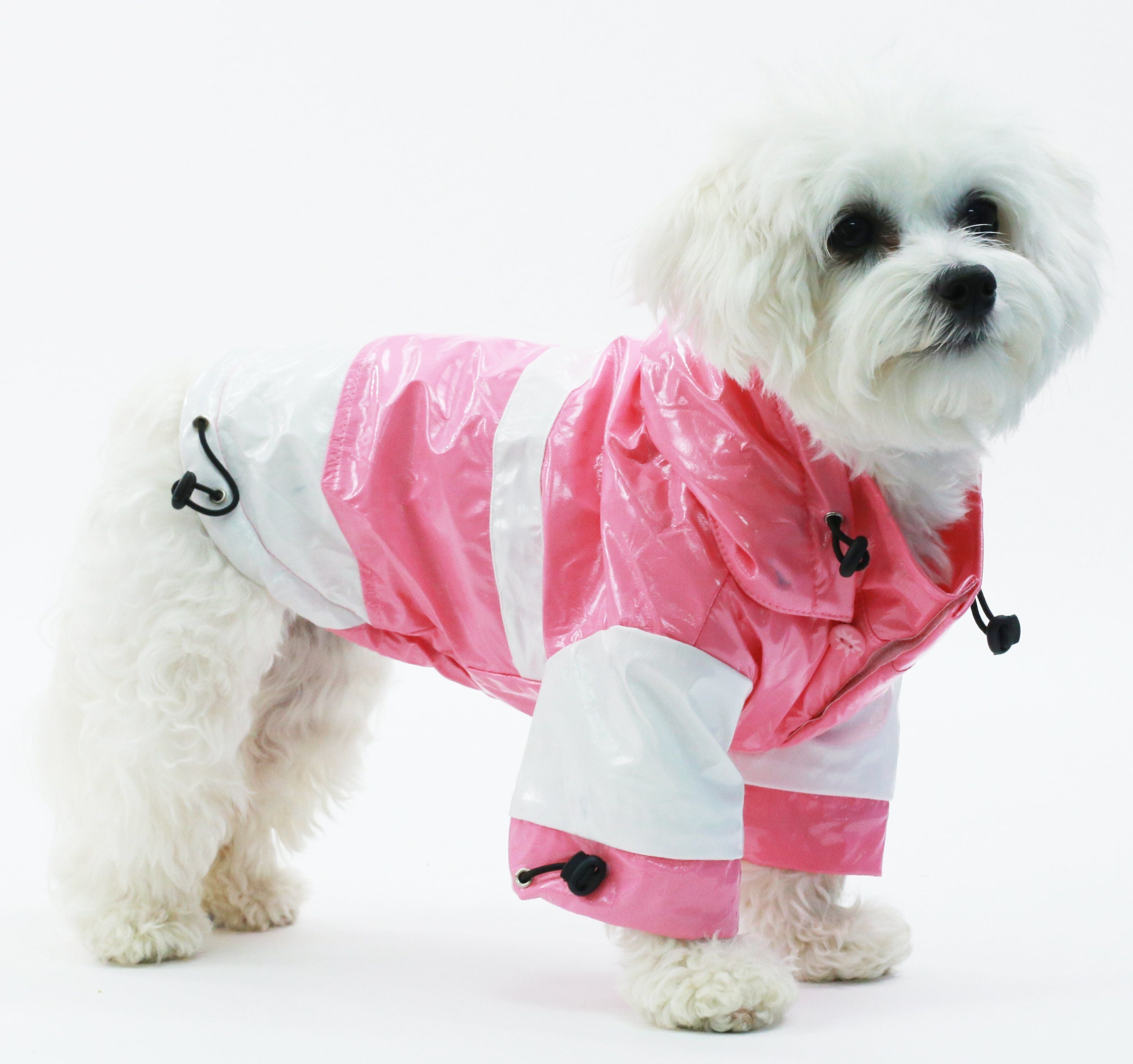 Pet Life ® Two-Tone Waterproof Adjustable Dog Raincoat Jacket w/ Removable Hood