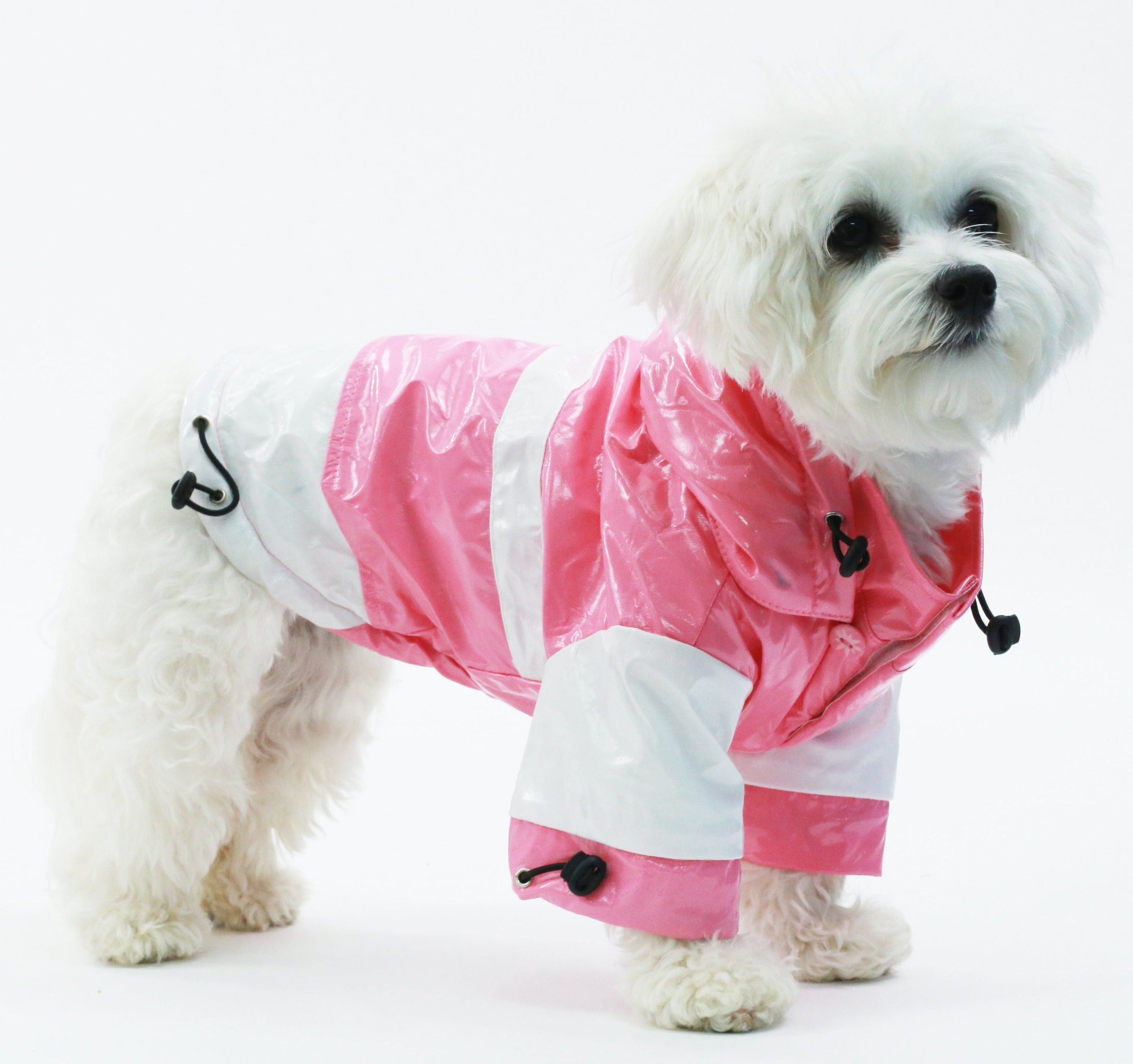 Pet Life Two-Tone Waterproof Adjustable Dog Raincoat Jacket w/ Removable Hood