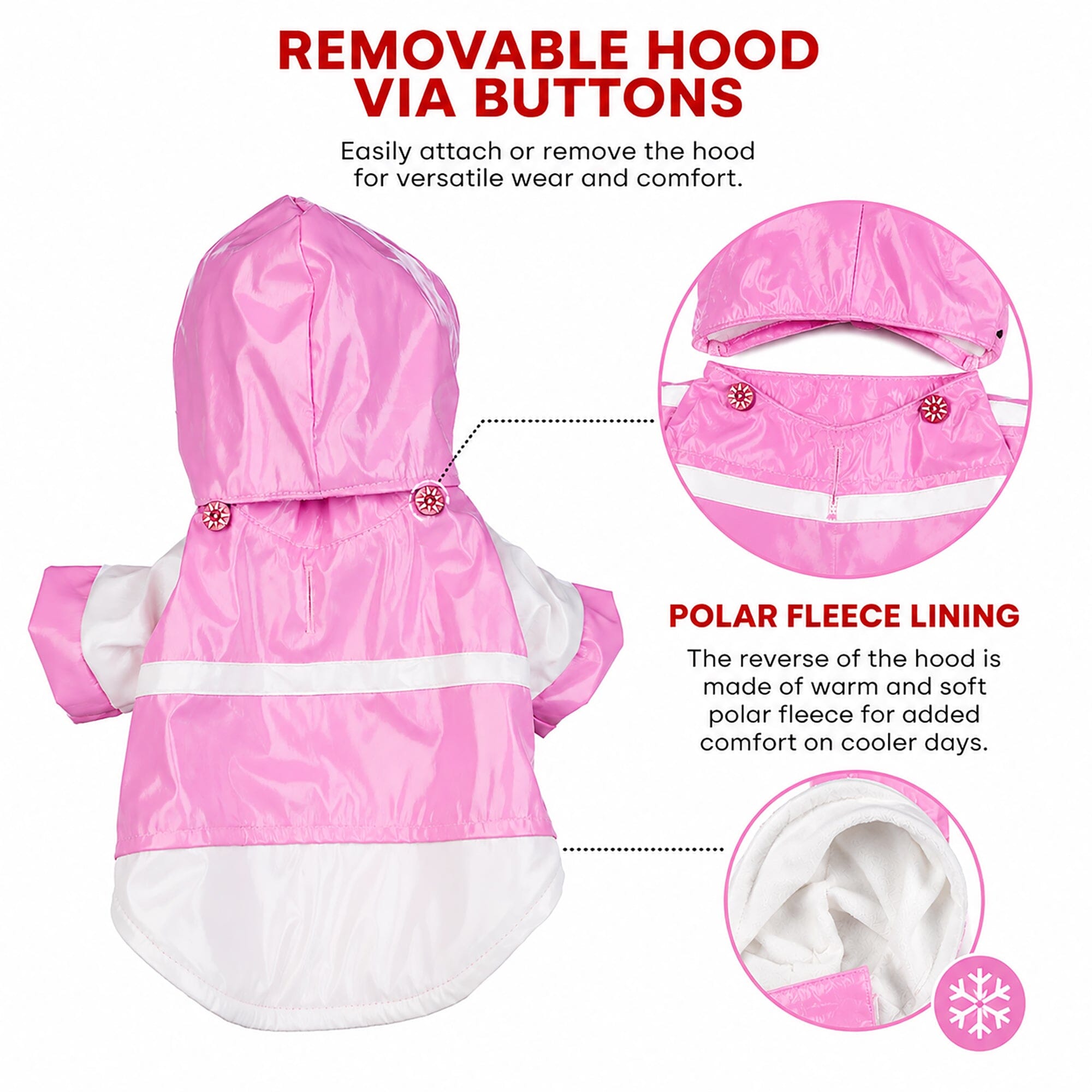 Pet Life Two-Tone Waterproof Adjustable Dog Raincoat Jacket w/ Removable Hood | HT Animal Supply