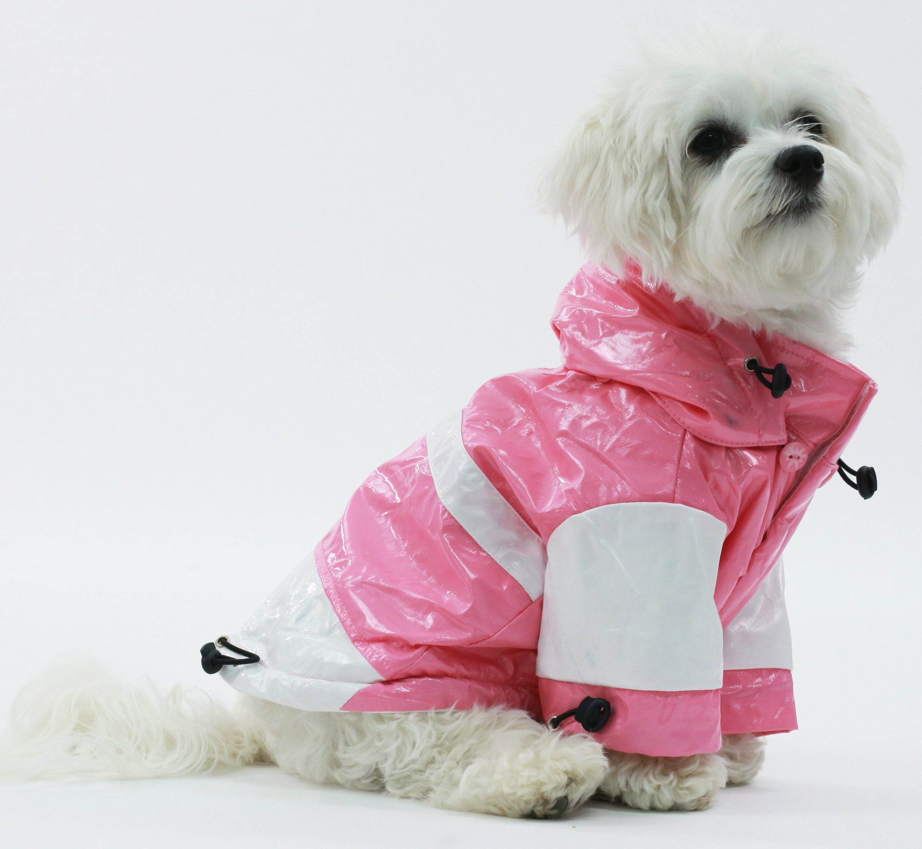 Pet Life Two-Tone Waterproof Adjustable Dog Raincoat Jacket w/ Removable Hood