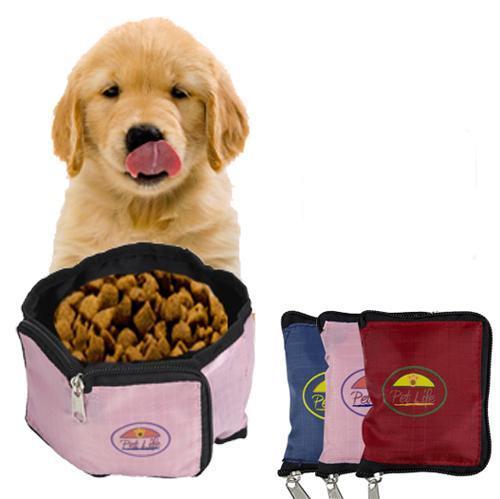 Pet Life Wallet Folding Waterproof Zippered Folding Pet Travel Cat and Dog Bowl