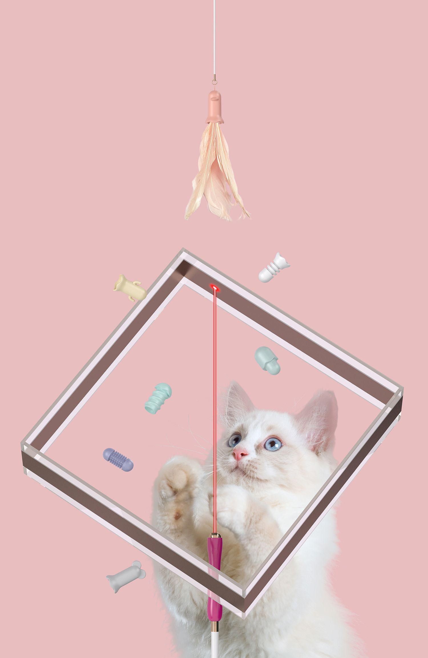 Pet Life Wander-cat Customizeable and Extendable 10-in-1 Attachment Laser Cat Teaser