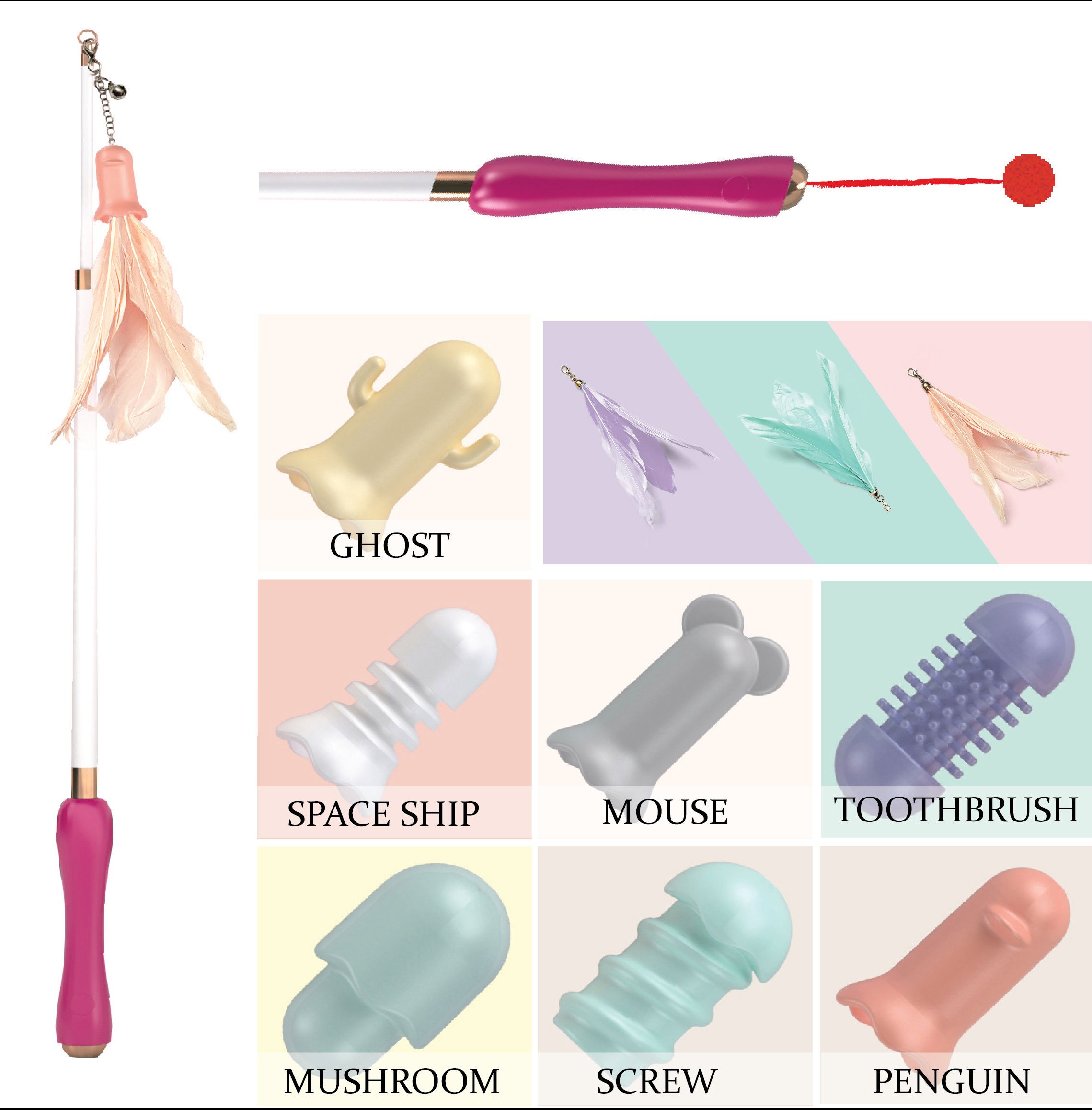 Pet Life ® Wander-cat Customizeable and Extendable 10-in-1 Attachment Laser Cat Teaser