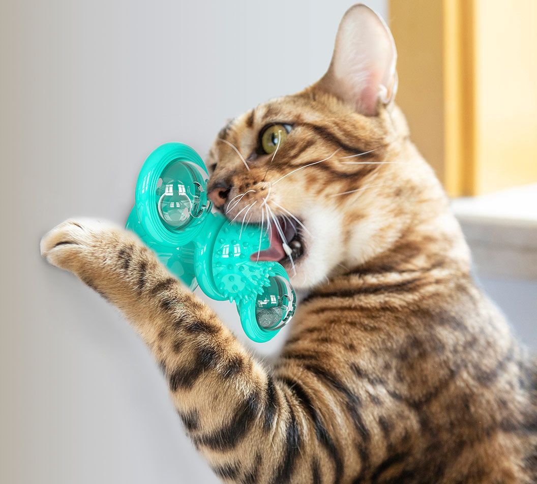 Pet Life Windmill Rotating Suction Cup Spinning Cat Toy