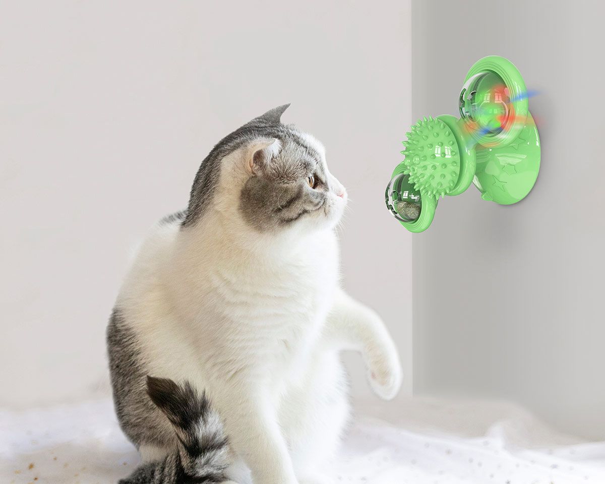 Pet Life Windmill Rotating Suction Cup Spinning Cat Toy
