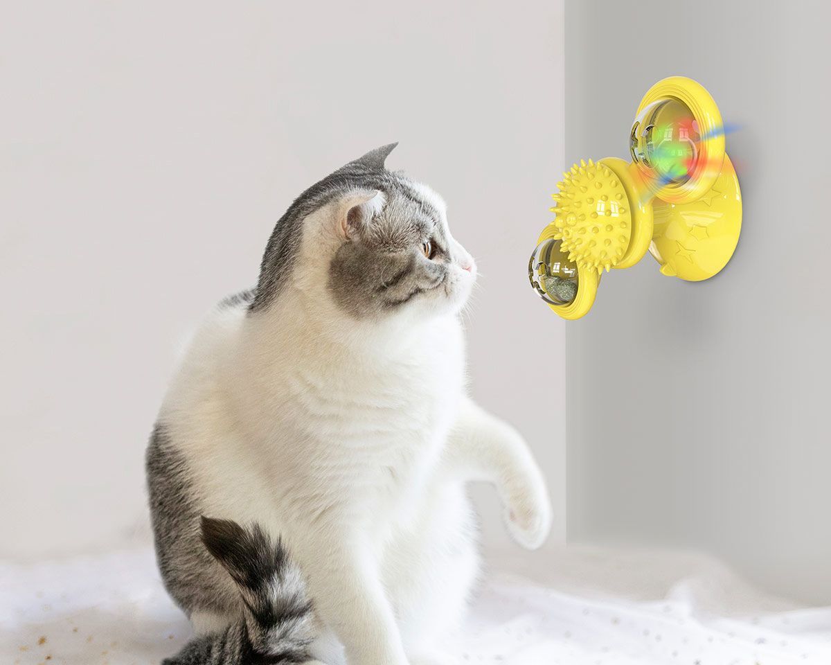 Pet Life Windmill Rotating Suction Cup Spinning Cat Toy