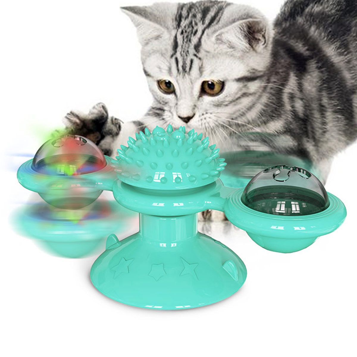 Pet Life Windmill Rotating Suction Cup Spinning Cat Toy