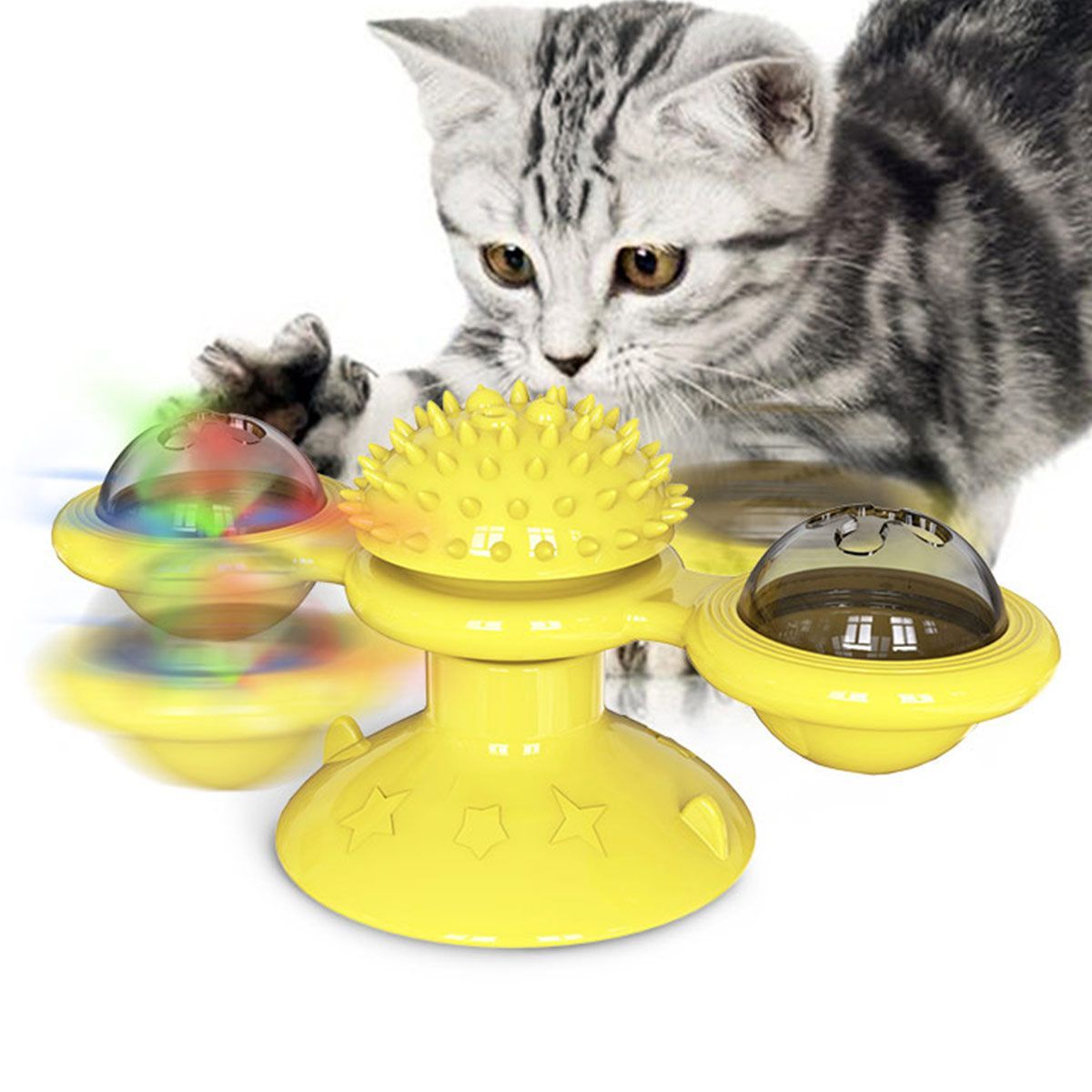 Pet Life Windmill Rotating Suction Cup Spinning Cat Toy
