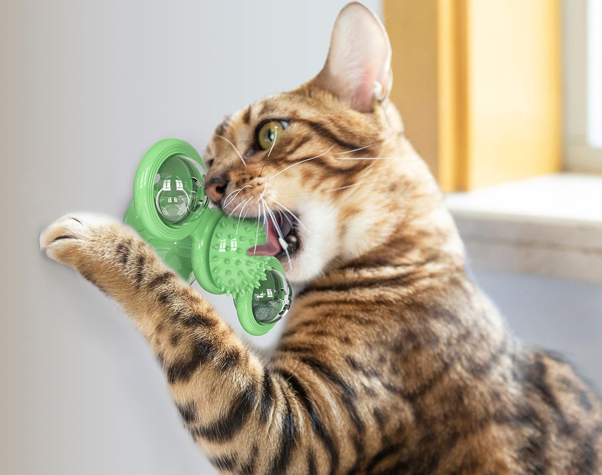 Pet Life Windmill Rotating Suction Cup Spinning Cat Toy