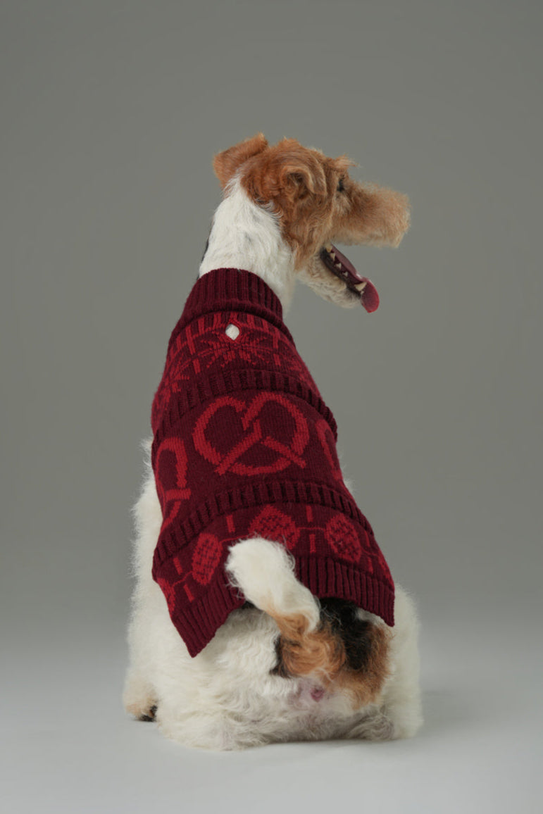 Pretzel Pet Sweater-Burgundy Red