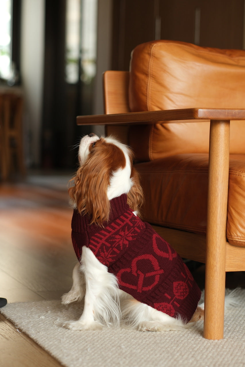 Pretzel Pet Sweater-Burgundy Red