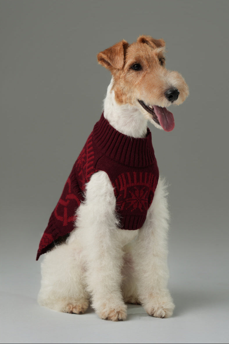 Pretzel Pet Sweater-Burgundy Red