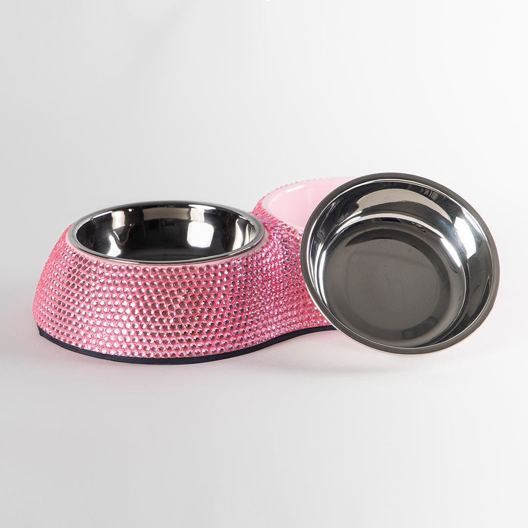 Hello Doggie Crystal Dining Crystal Pink Dog Bowl