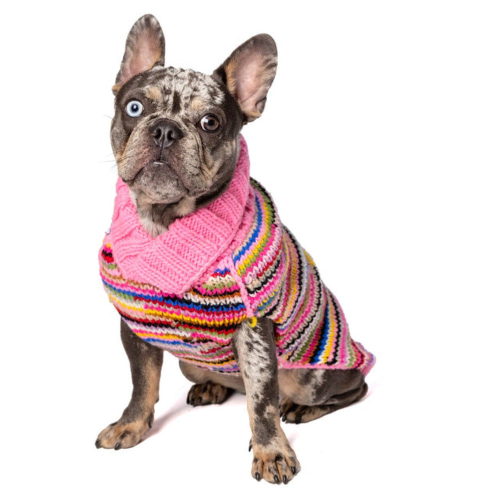 Chilly Dog Pink Multi Wool Dog Sweater