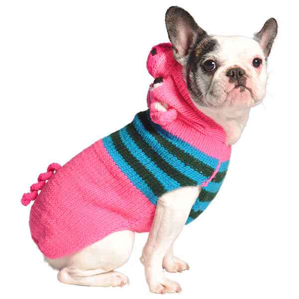 Chilly Dog Pink Piggy Knit Wool Hoodie Dog Sweater
