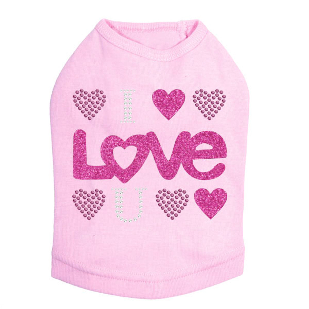 I Love You Pink Glitter - Dog Tank