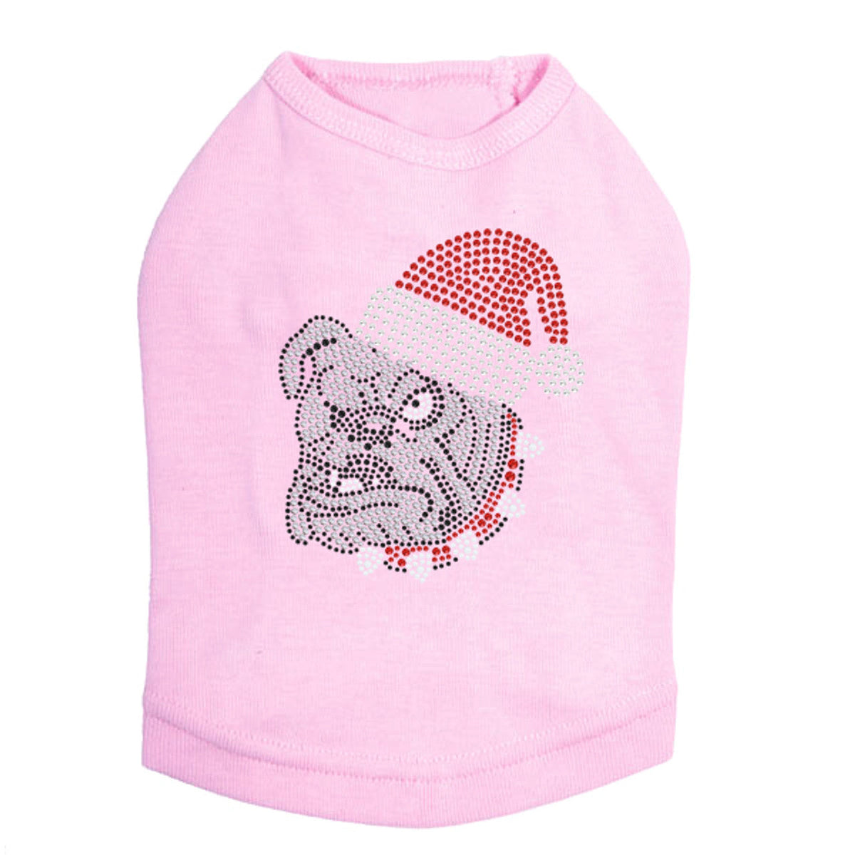 Bulldog Face (White) with Santa Hat - Dog Tank