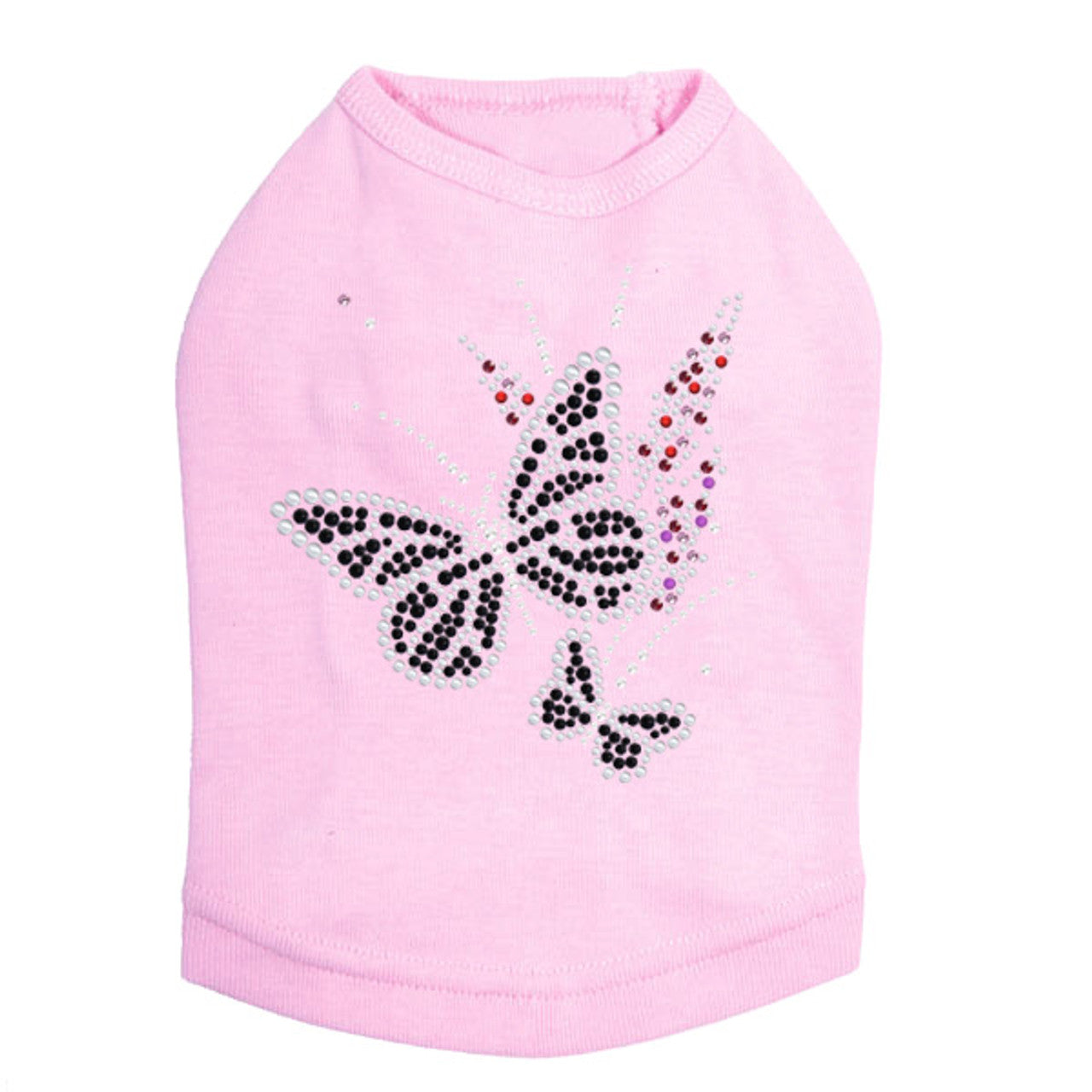 Black Butterfly with Flowers - Dog Tank