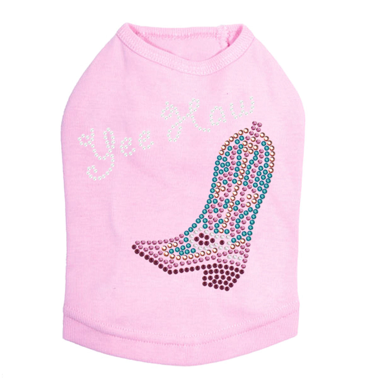 Boot (Pink & Turquoise with Yee Haw) - Dog Tank
