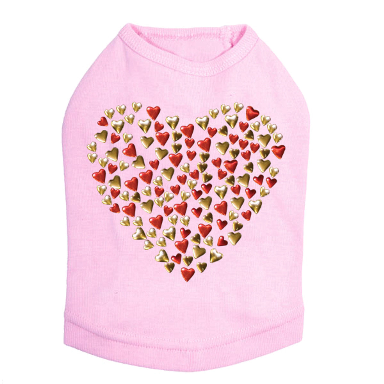 Red & Gold Nailhead Hearts - Dog Tank