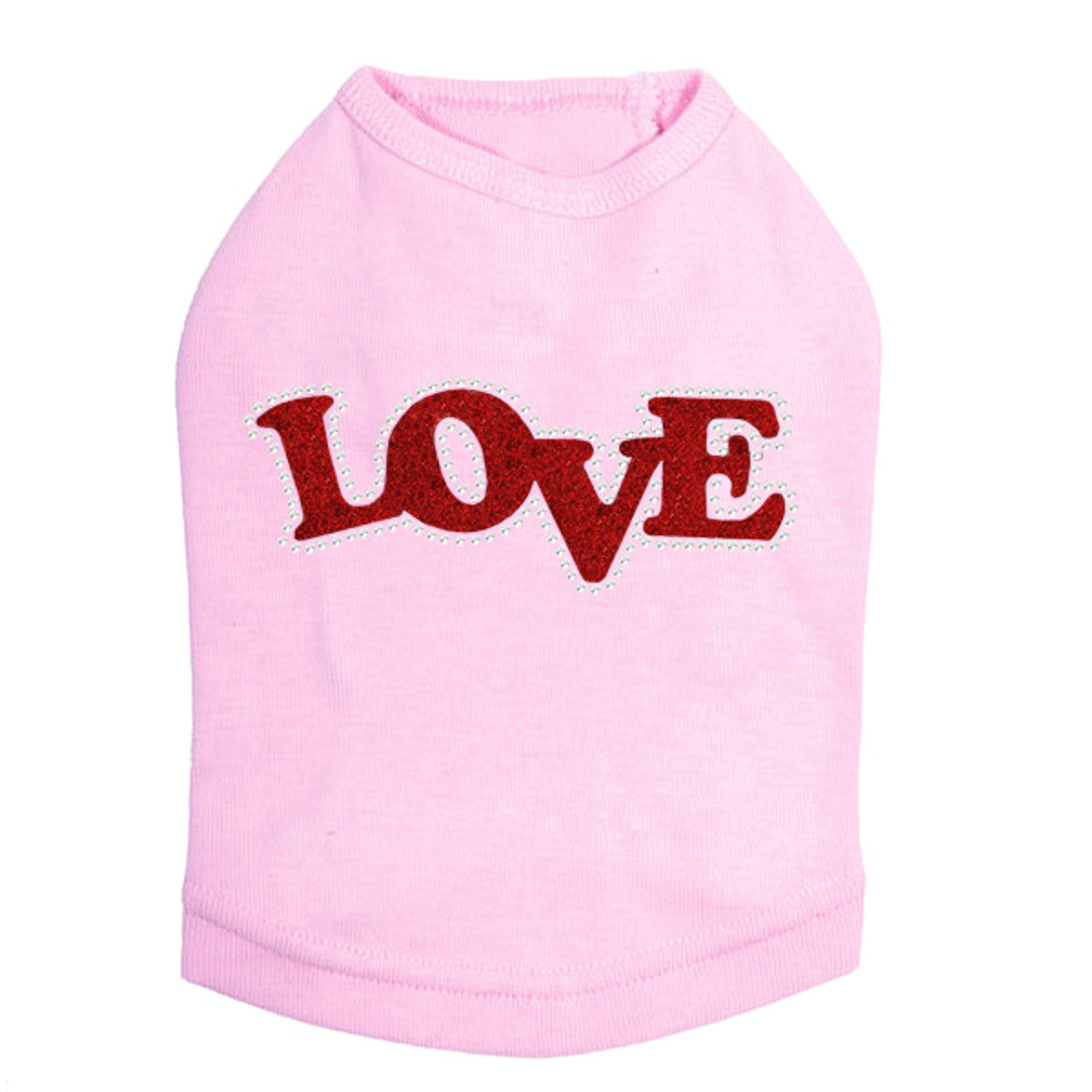 Love (Red Glitter) - Dog Tank