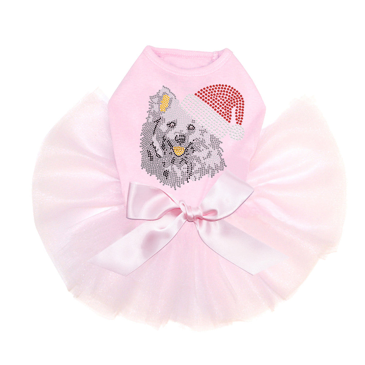 American Eskimo with Santa Hat - Custom Tutu