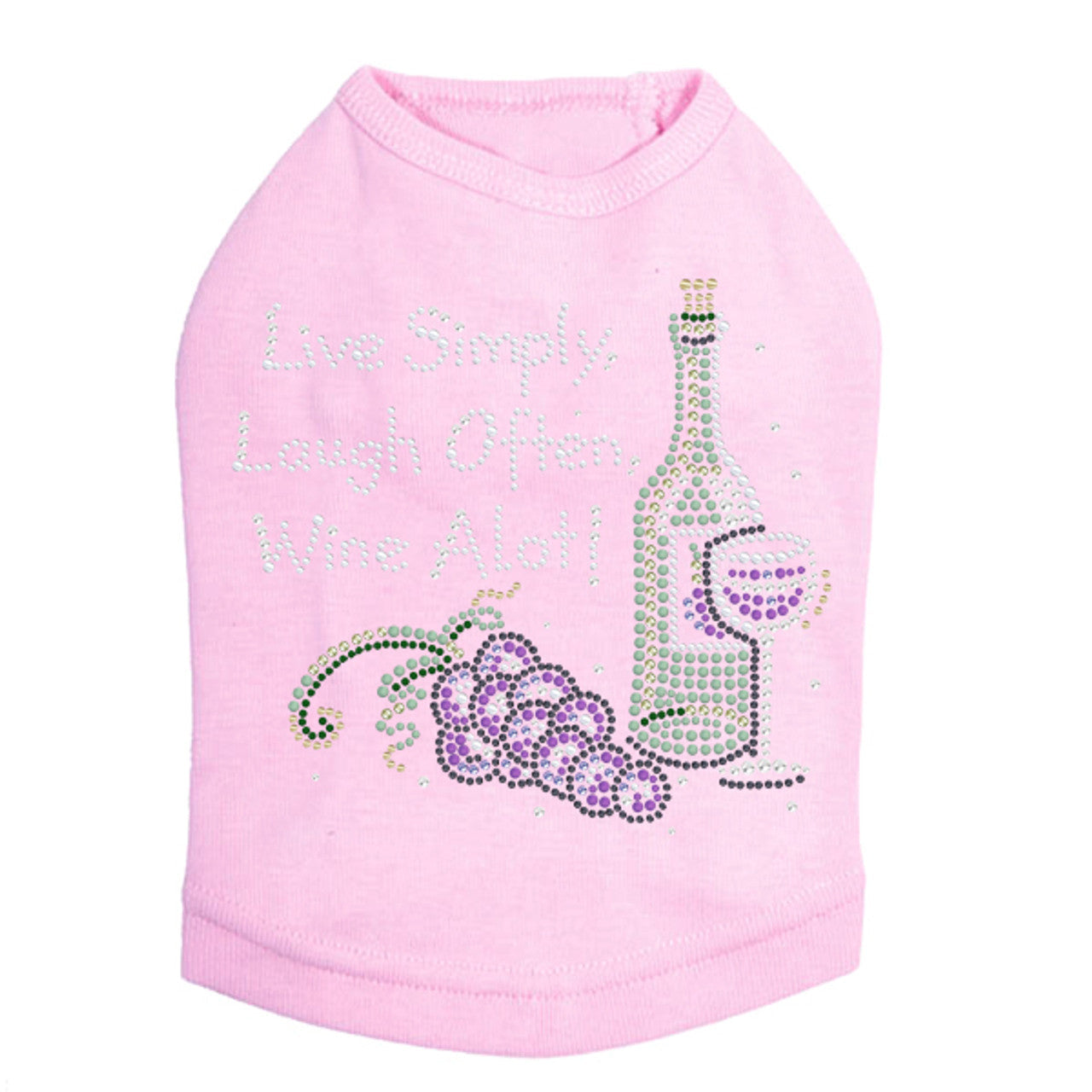 Wine Bottle, Glass & Grapes - Live Simply... - Dog Tank