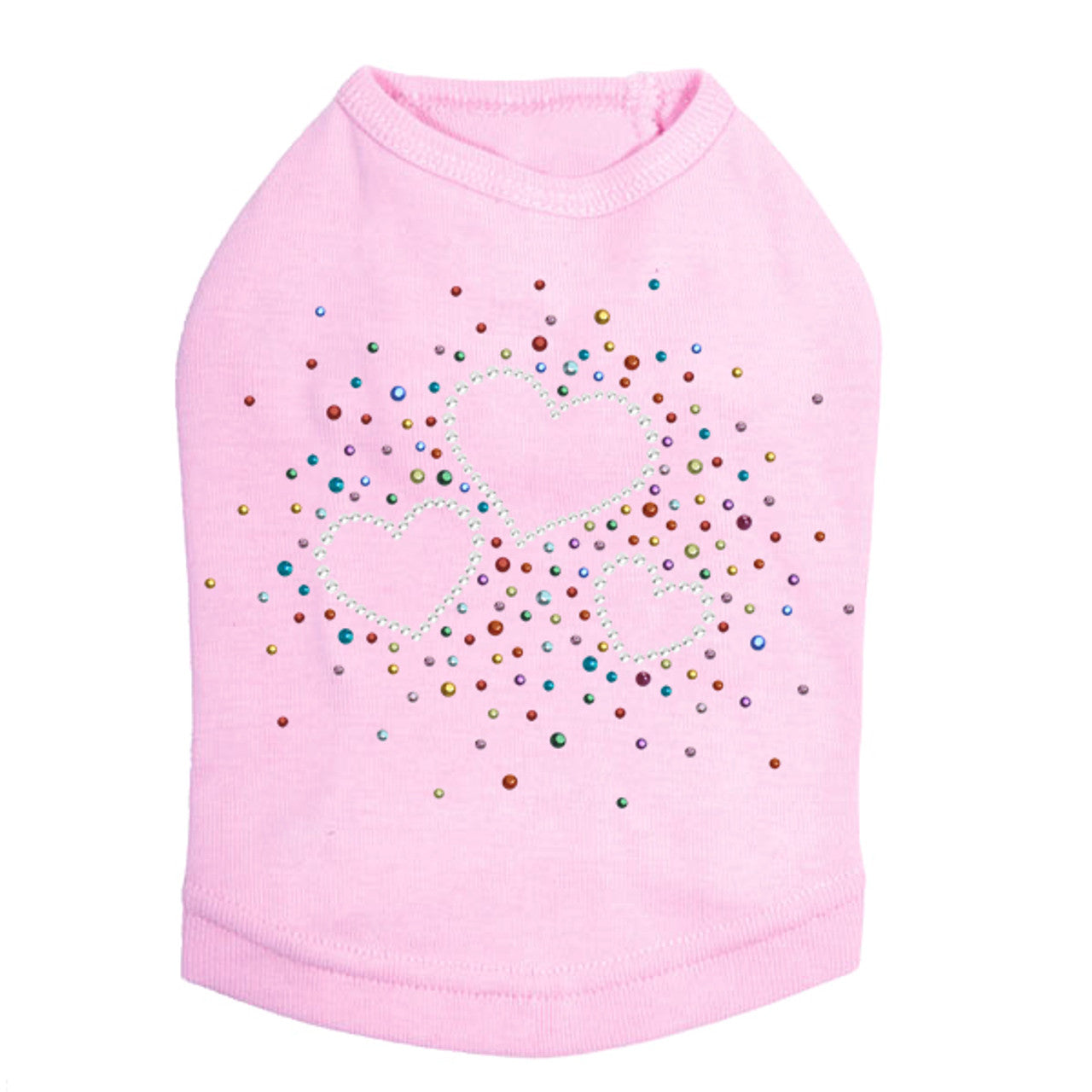 Three Hearts with Multicolored Studs - Dog Tank