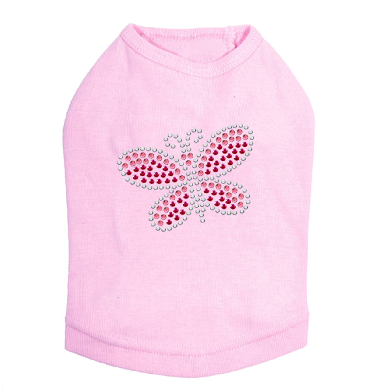 Pink Rhinestone & Rhinestud Butterfly - Dog Tank