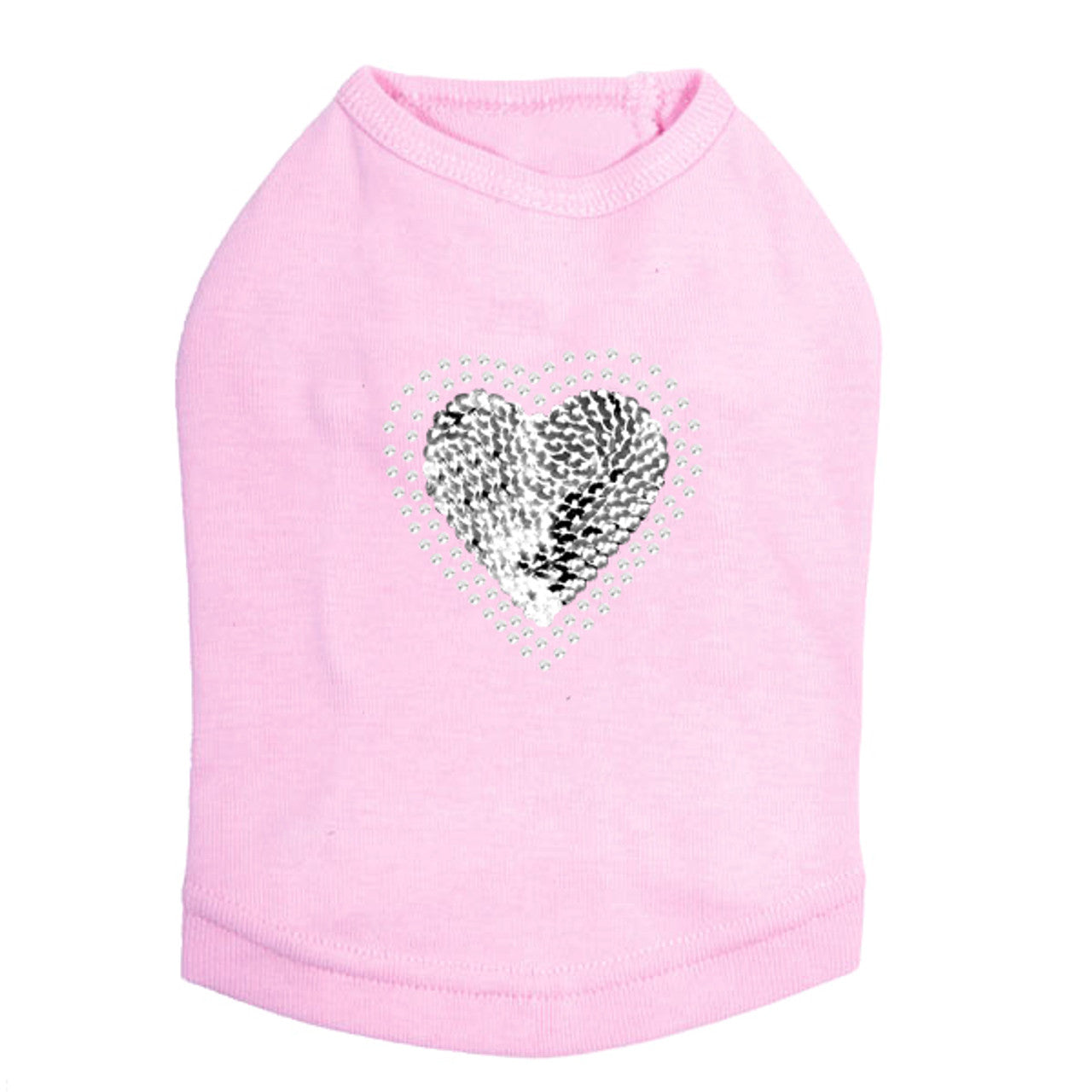 Sequin Silver Heart - Dog Tank