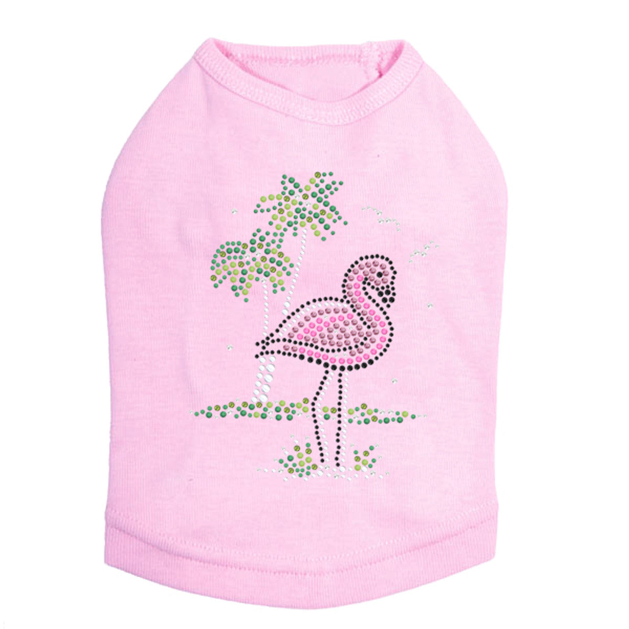 Pink Flamingo with Palm Trees - Dog Tank