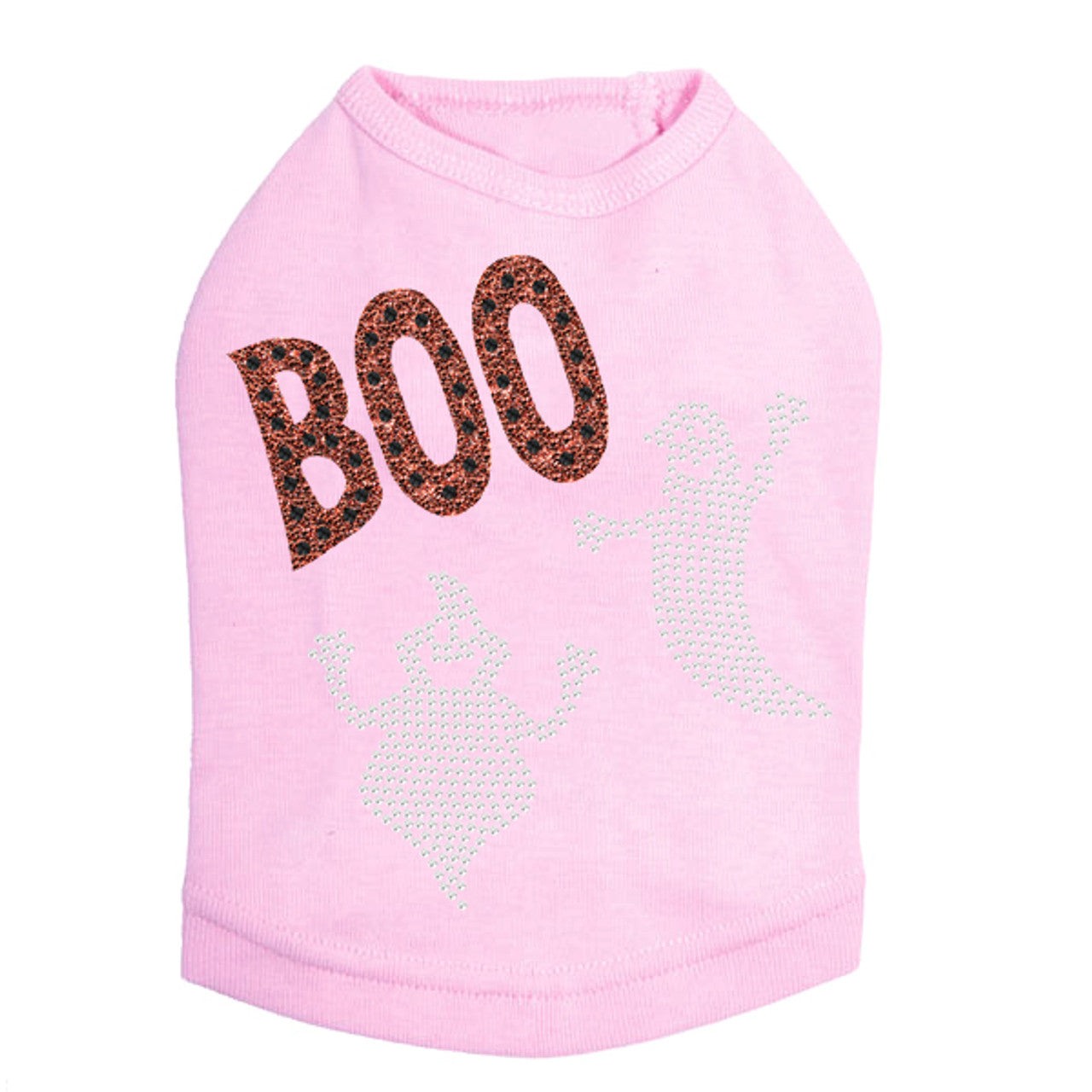 Orange Glitter Boo with Rhinestone Ghost - Dog Tank