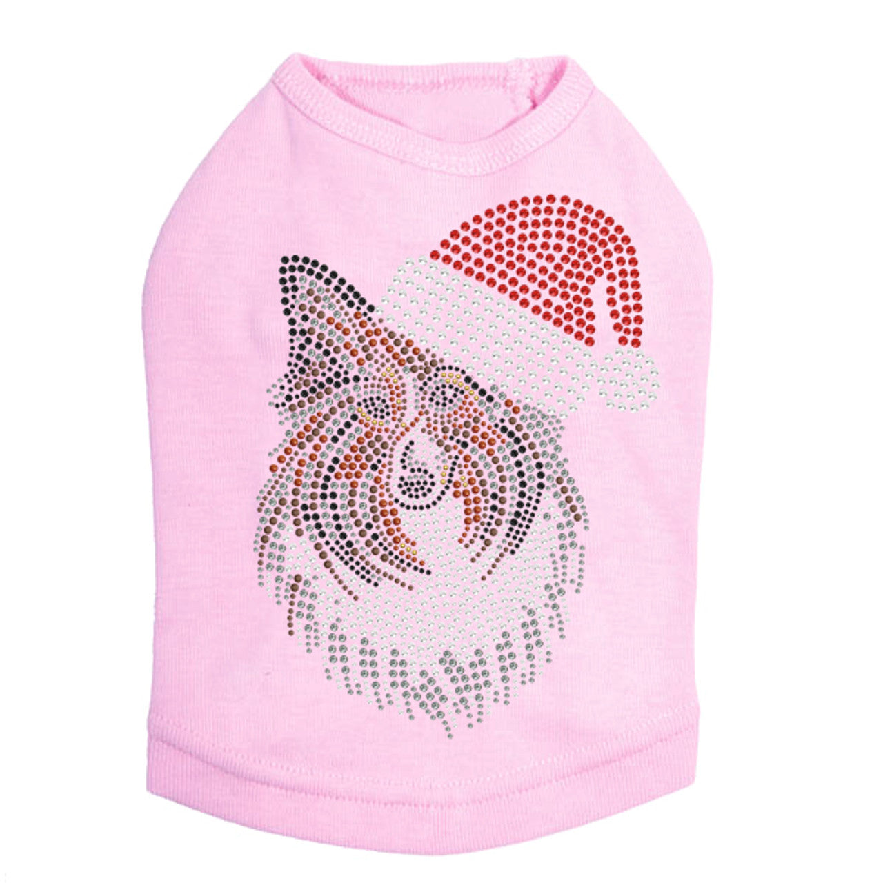 Sheltie Face with Santa Hat - Dog Tank