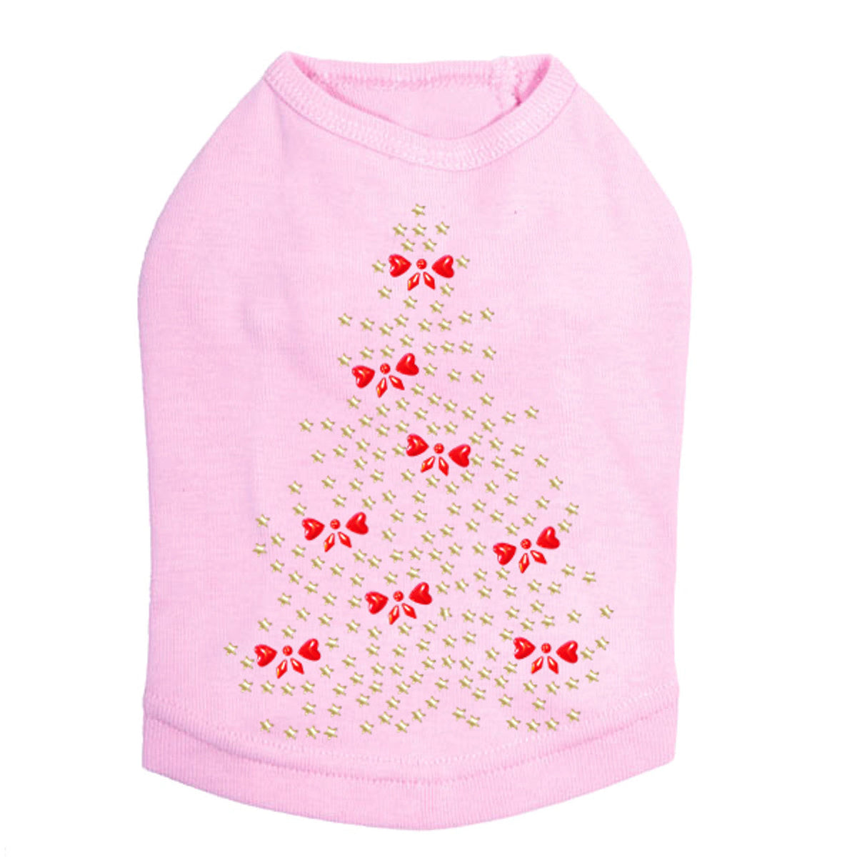 Gold Christmas Tree with Red Bows - Dog Tank