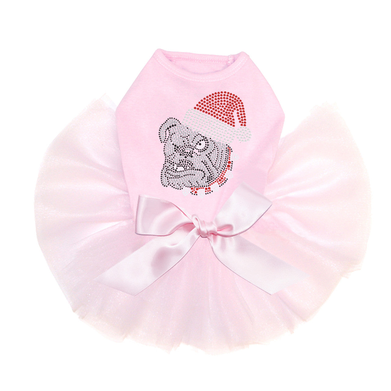 Bulldog Face (White) with Santa Hat - Custom Tutu