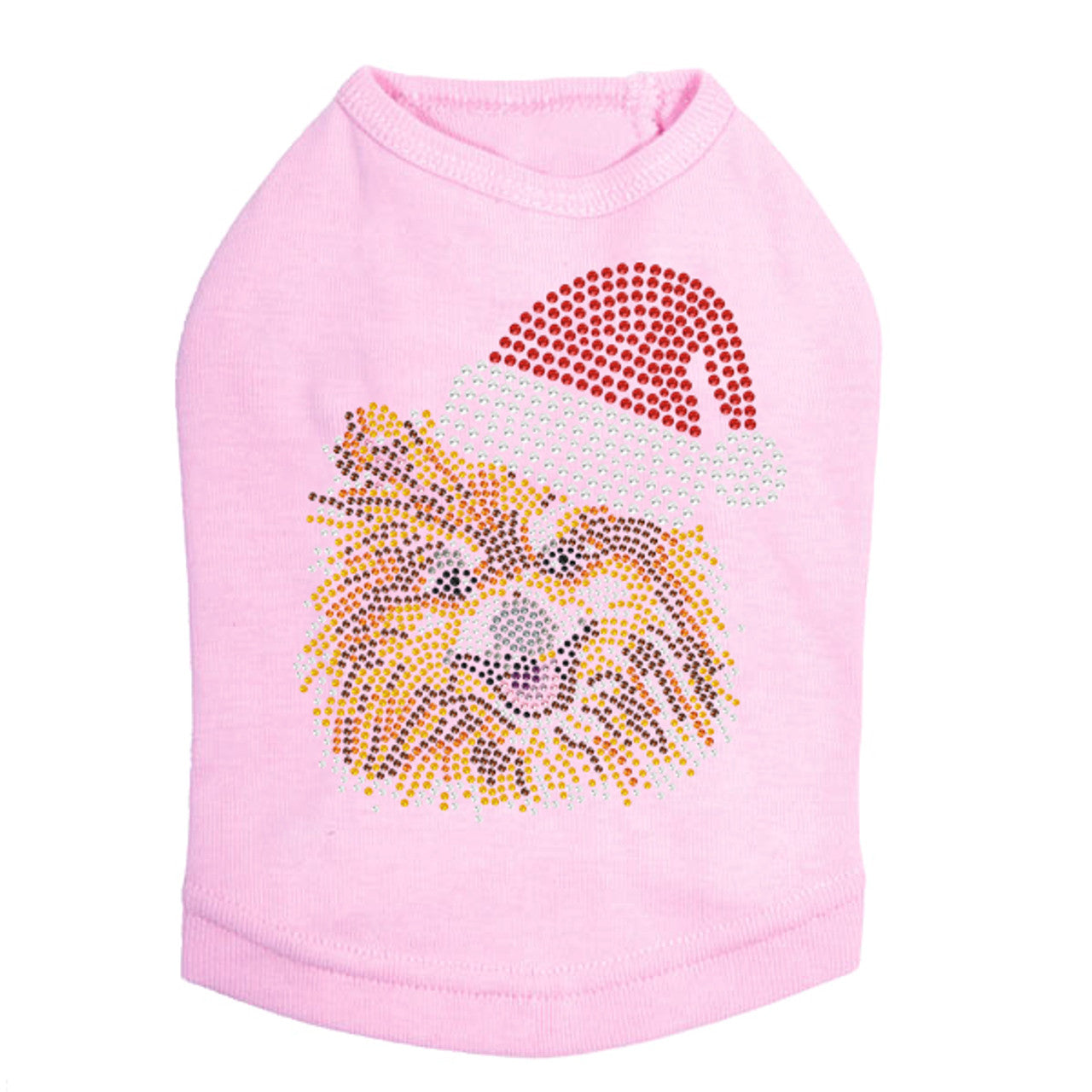 Pomeranian with Santa Hat - Dog Tank