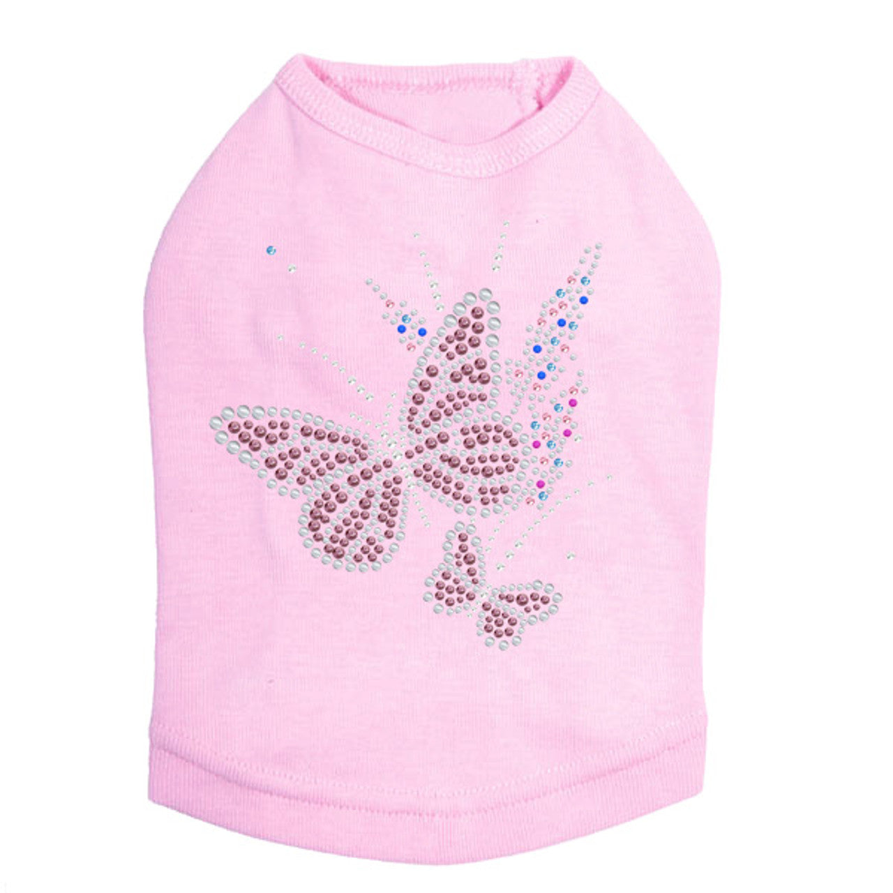 Pink Butterfly with Flowers - Dog Tank