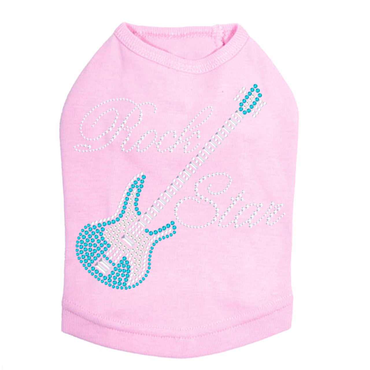 Guitar Blue (Austrian Rhinestones) & Rock Star - Dog Tank