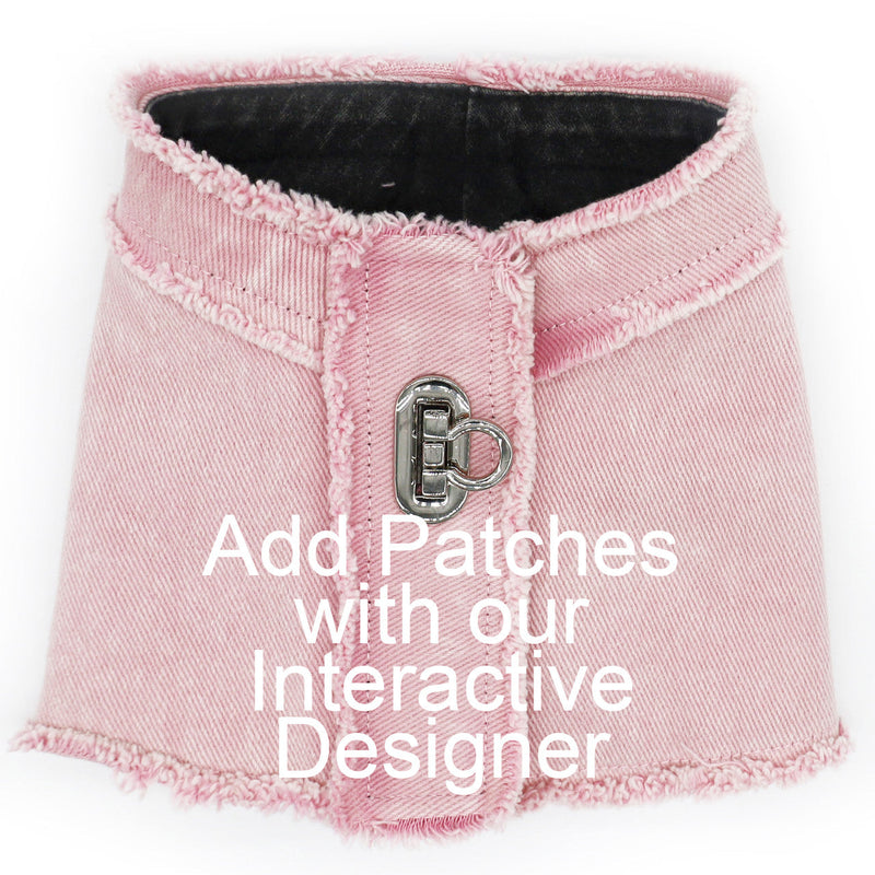 Paris Frayed Denim Harness Vest with Patches