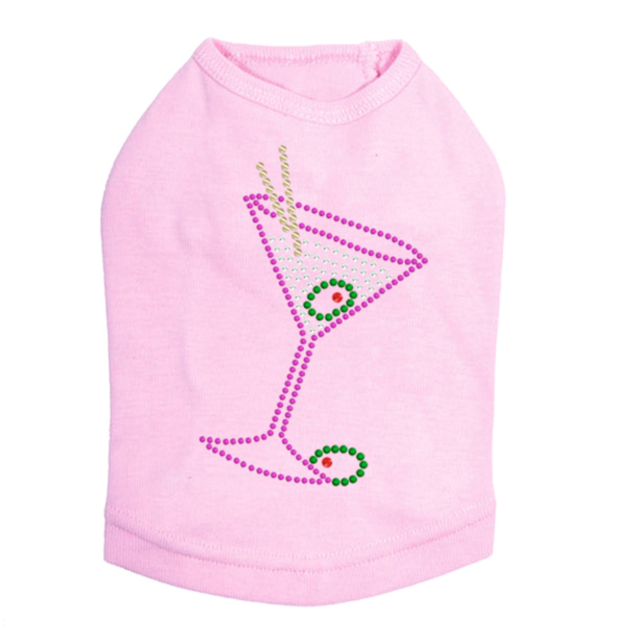 Martini - Fuchsia with Clear Rhinestones - Dog Tank
