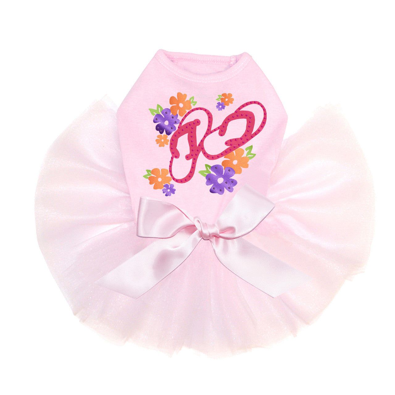 Satin Flip Flops with Flowers - Custom Tutu