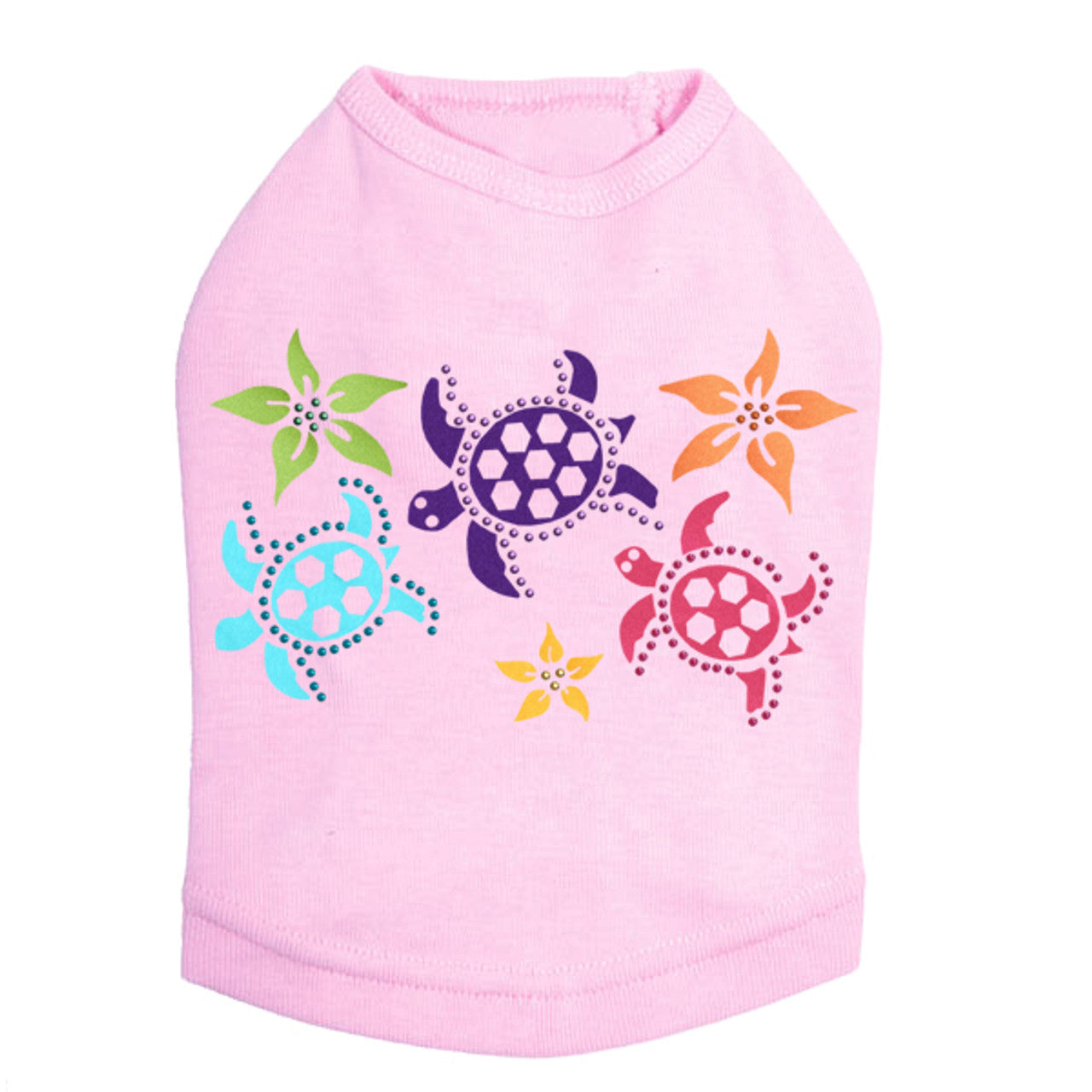 Satin Sea Turtles with Flowers - Dog Tank