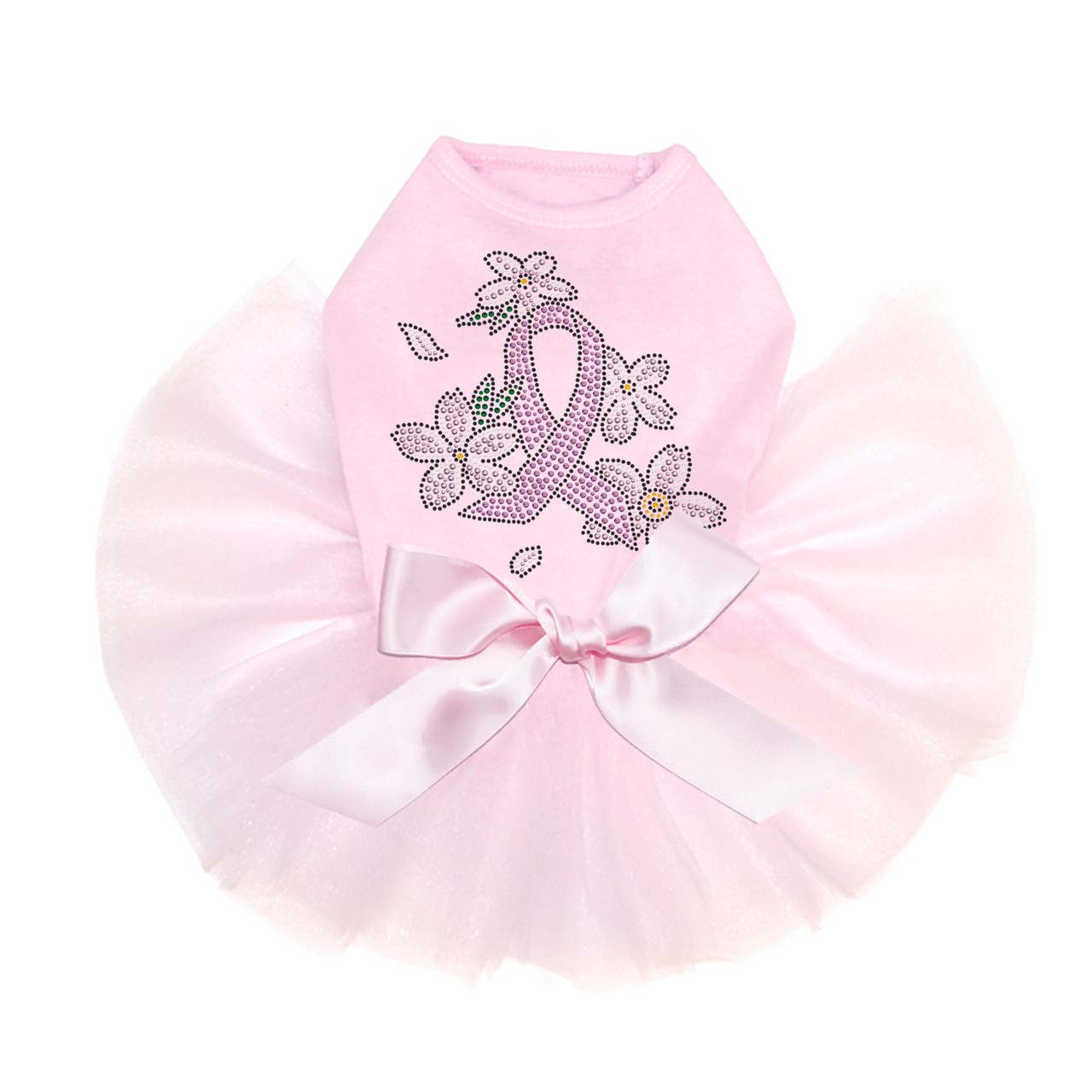 Pink Ribbon with Flowers - Custom Tutu