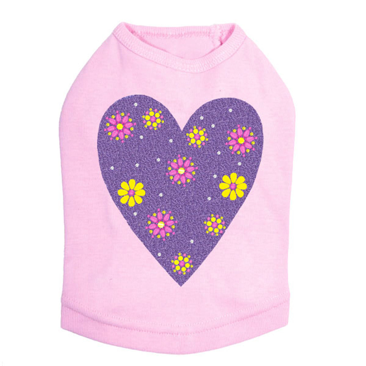 Purple Glitter Heart - Dog Tank