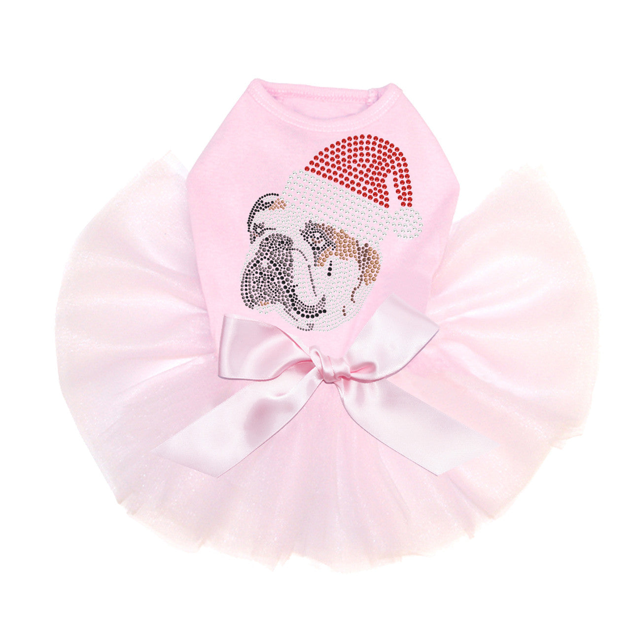 Bulldog Face (Brown) with Santa Hat - Custom Tutu
