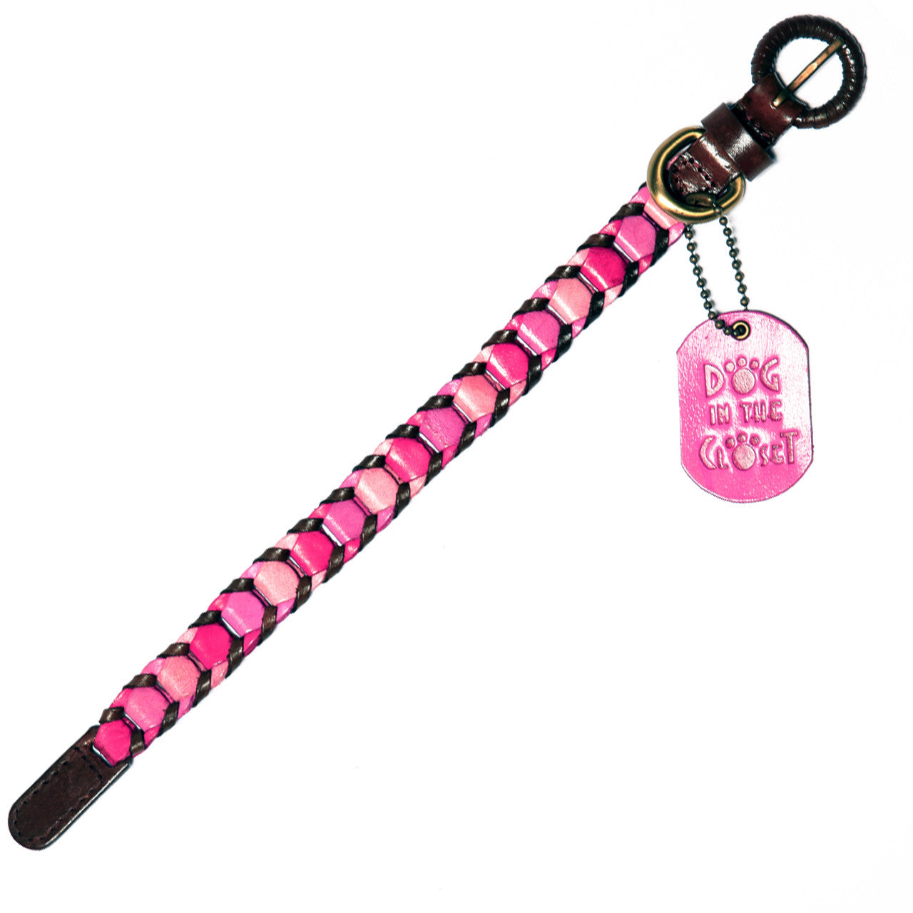 Shades of Pink Leather Dog Collar